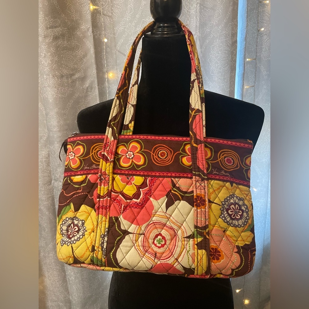 Vera Bradley Shoulder Bag Like New Yellow Brown Pink